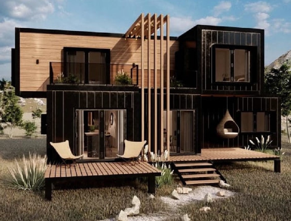Casa modular 3 habitaciones 111m² CC Módulos — suite principal con baño en suite